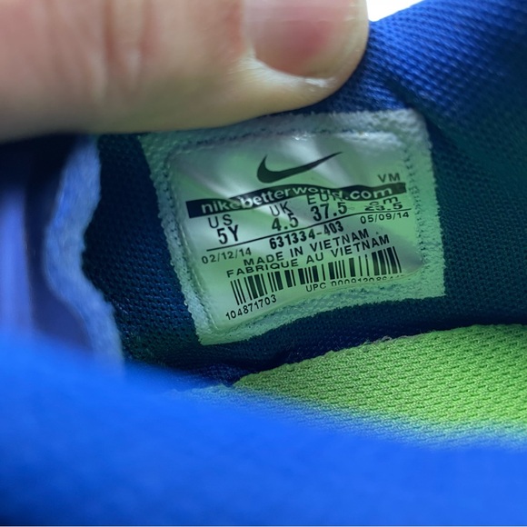 NIKE AIR MAX 2014 ELECTRIC GREEN ROYAL BLUE 631334 403 SIZE 5Y - Picture 9 of 9